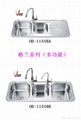 Stainless steel double bowl sink with drainer board 4