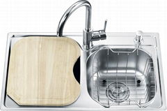 Double bowl stainless steel kitchen sink