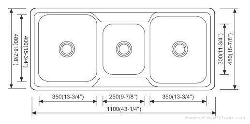 Triple basin kitchen sink 2