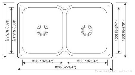 Rectangular double bowl kitchen sink 3