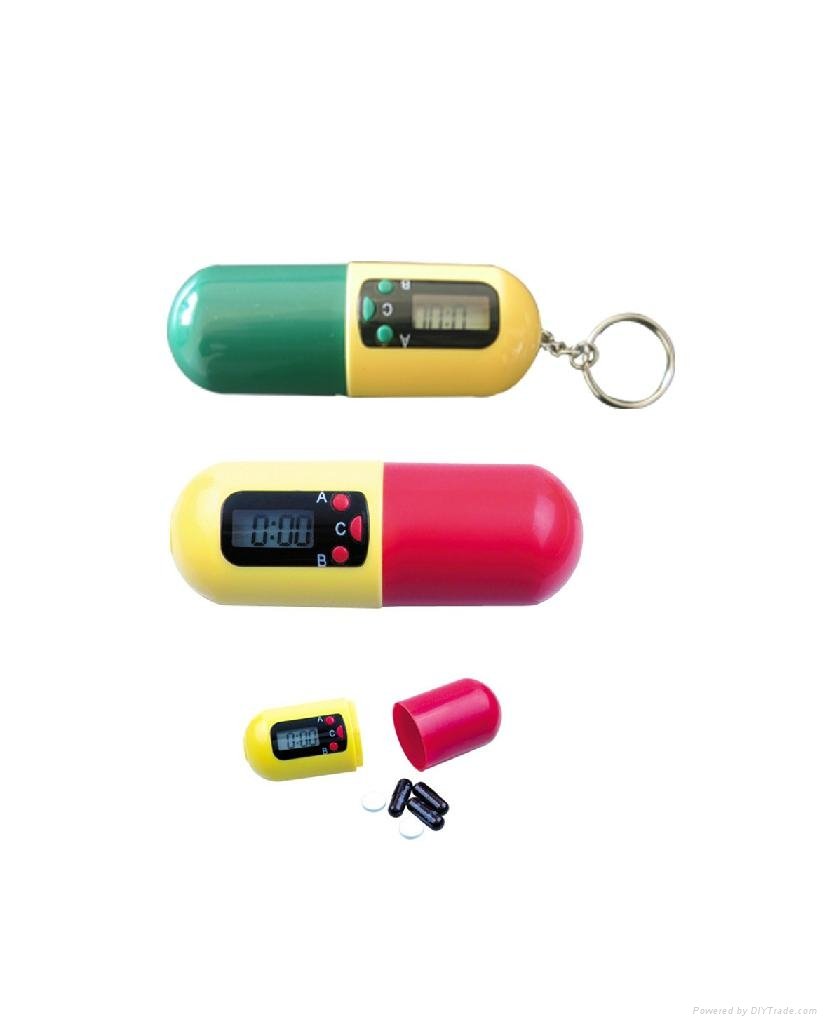 capsule shaped pill box with timer