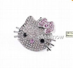 wholesale 2GB Cute Cat Diamond Jewelry USB 2.0 Flash Memory Drive 