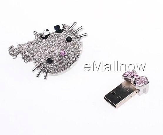 wholesale 2GB Cute Cat Diamond Jewelry USB 2.0 Flash Memory Drive  2