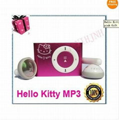 wholesale  Hello Kitty Clip MP3 Player For  4G TF Card pink Gift