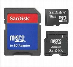 SanDisk 4GB 8G 16GB MicroSD Micro SDHC TF Flash Memory Card w/SD+miniSD Adapters