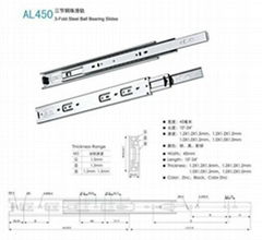 3-fold steel ball bearing slide