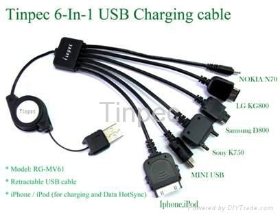 Tinpec 6-in-1 USB Charging cable