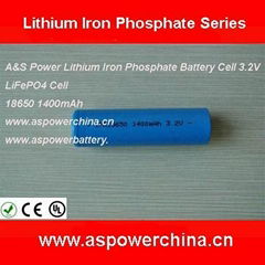 3.2V 1400mAh 18650 LiFePo4 battery cell for torch light