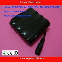 7.4V 4400mAh 18650 2S2P Lithium ion Rechargeable Battery Packs