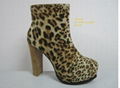 leopard chunky heel women boots 1