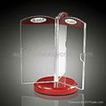 Plastic Rotating Three Sides Acrylic Menu Stand Table Tent Holders