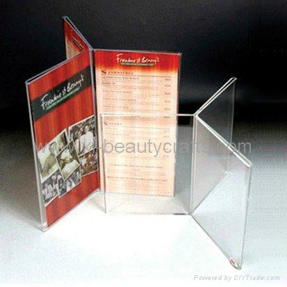 Plastic Rotating Three Sides Acrylic Menu Stand Table Tent Holders ...