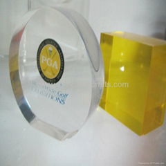 Round Acrylic logo sign ,solid acrylic cube,acrylic paper weight