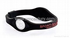 silicone rubber balance wristbands black/red