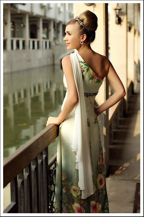 2012New Doris Evening dress,printing,Silk chiffon,10pcs/set,wholesale and retail 5