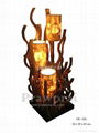 Modern wooden floor shade lamp w/ art design