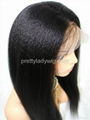 Wholeslae remy hair kinky straight full lace wig  1