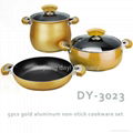 5pcs gold aluminum non-stick cookware set 1