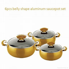 6pcs belly shape aluminum saucepot set