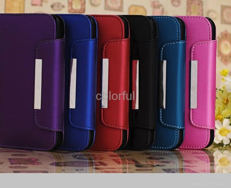 Luxury Matte PU Leather Magnetic Wallet Case For Samsung Galaxy S4 i9500 With St