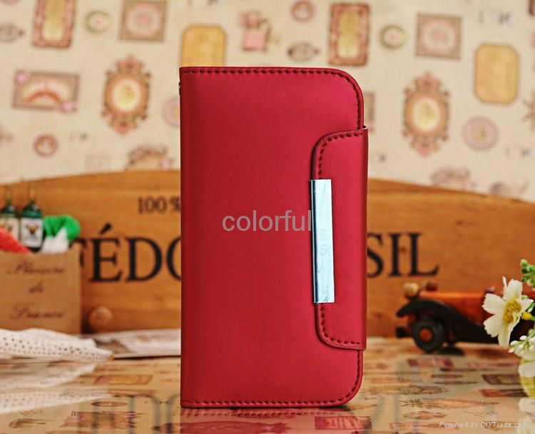 Luxury Matte PU Leather Magnetic Wallet Case For Samsung Galaxy S4 i9500 With St 3