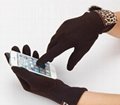  Leopard Touch Screen Gloves For women in winter  For Capasitive Device Tablet 
