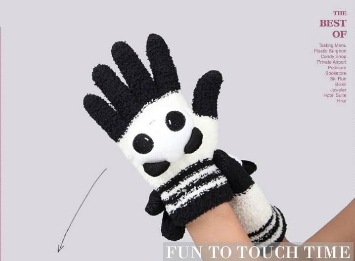 Warm Outdoors Luvas Touch Screen Fitness Gloves With Panda Rabbit Cat