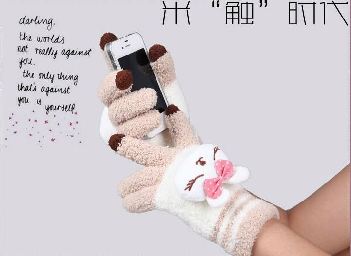 Warm Outdoors Luvas Touch Screen Fitness Gloves With Panda Rabbit Cat  2