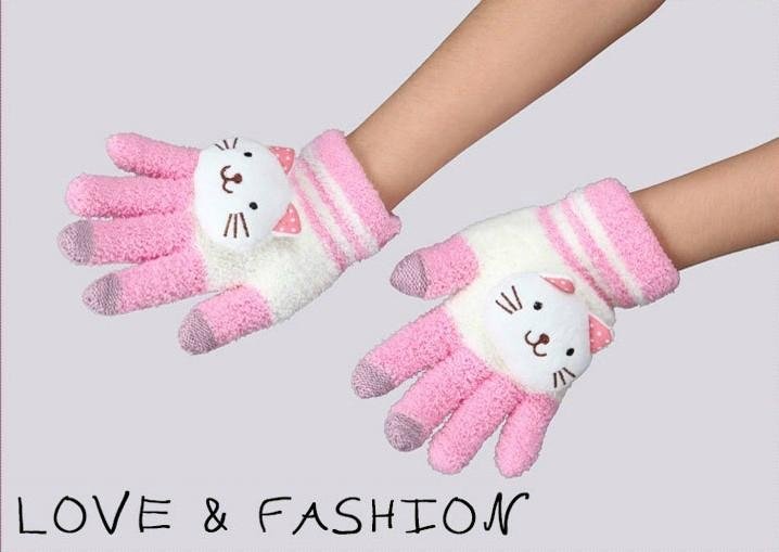 Warm Outdoors Luvas Touch Screen Fitness Gloves With Panda Rabbit Cat  3