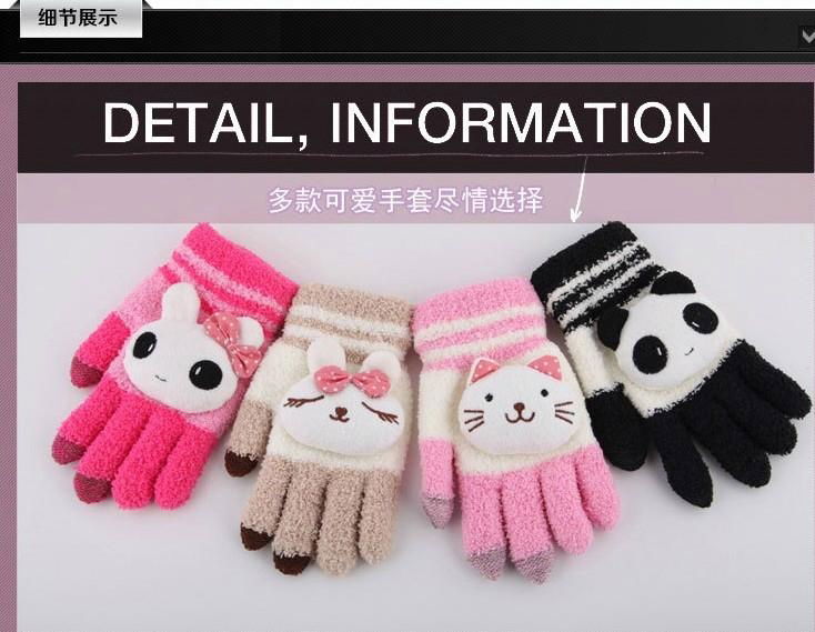 Warm Outdoors Luvas Touch Screen Fitness Gloves With Panda Rabbit Cat  4