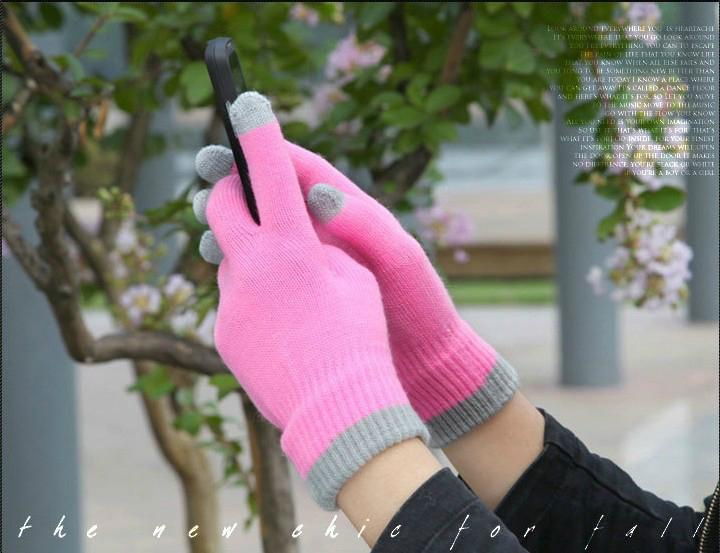 Touch screen gloves female male capacitance screen touch solid color touch scree