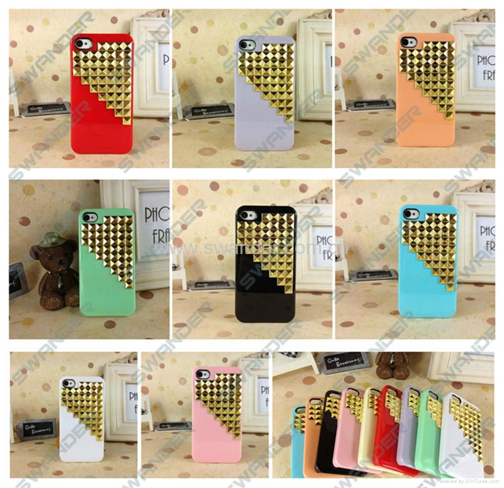 2013 Custom punk Metal Nails Rivets hard phone cases cover for Iphone 4/4s/5 