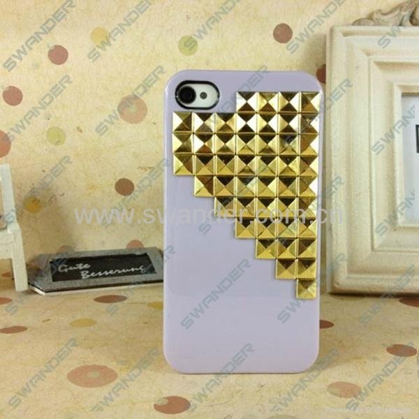 2013 Custom punk Metal Nails Rivets hard phone cases cover for Iphone 4/4s/5  3
