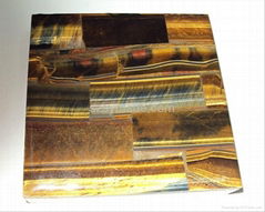 Semiprecious stone gemstone tiger eye mosaic tile tiger eye panel