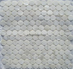 Round super white mother of pearl shell mosaic tiles