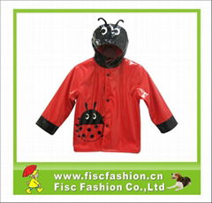 PUR029 Kids PU Waterproof Red Raincoat