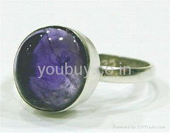 Amethyst Studded Sterling Silver Ring