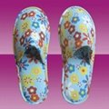 indoor colorful print flower fabric slipper for lady