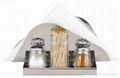 Stainless Steel Napkin Holder Rack With Glass Cruet Set