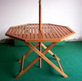 Wooden octagonal table with Umbrella