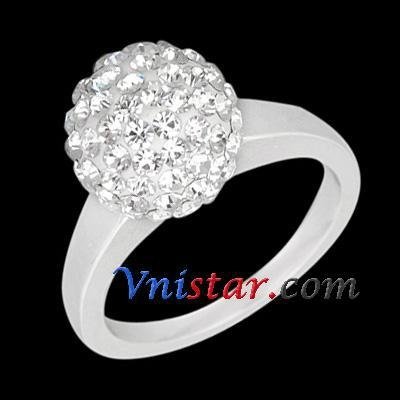Rhodium plated royal ring VSR003-6 with clear and blue sapphire CZ stones 2