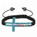 Wholesale cross bead macrame bracelet SBB293-6 with clear and red stones 2