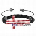 Wholesale cross bead macrame bracelet SBB293-6 with clear and red stones 3