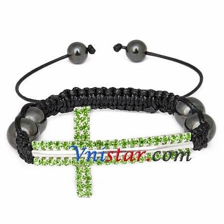 Wholesale cross bead macrame bracelet SBB293-6 with clear and red stones 4