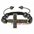 Wholesale cross bead macrame bracelet SBB293-6 with clear and red stones 5