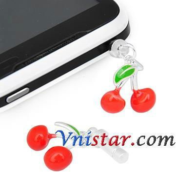 Wholesale vnistar silver plated cherries anti dust plug ADP014