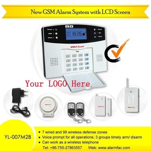 Wireless GSM Home Alarm System Auto Dial with Intercom lcd display
