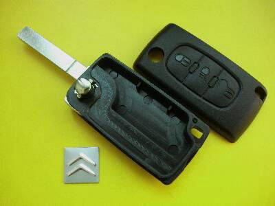 Citroen flip remote key blank 307 with light button without battery clamp