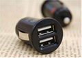 Dual USB 2-Port Bullet car power charger mini adaptor for Apple iPhone iPod 50pi 1