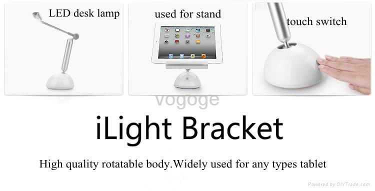 Aluminum tablets stand with led desk lamp 4